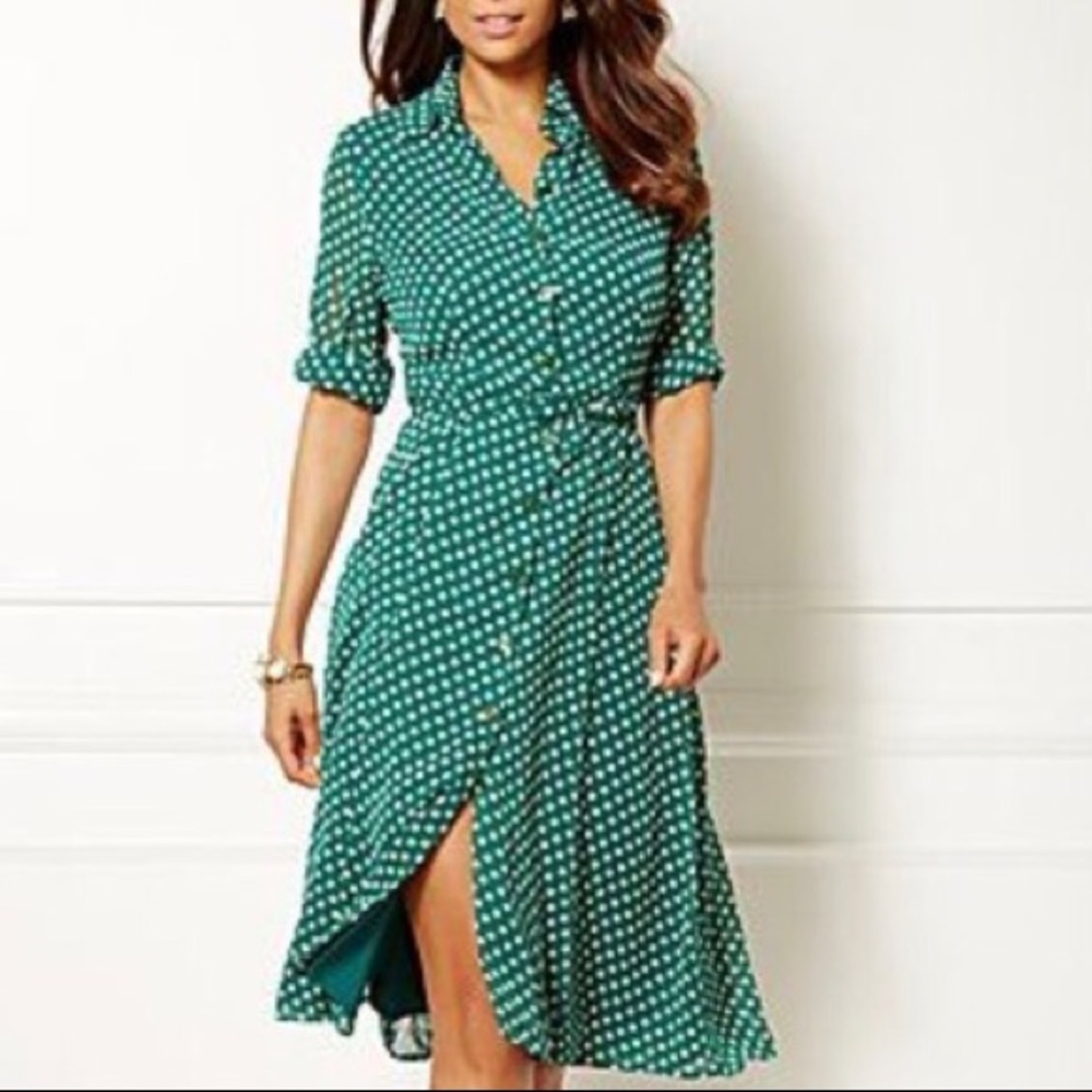 New Eva Mendes celeb green polka dot dress 2
